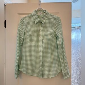 Crown & Ivy green and white gingham shirt